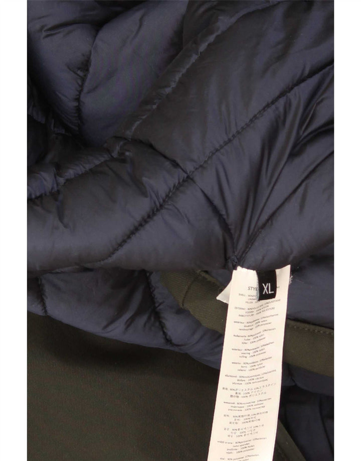 Giacca imbottita con cappuccio vintage da uomo UK 42 XL poliestere verde