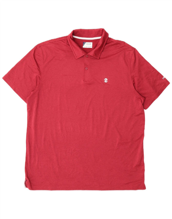 Polo da golf da uomo Izod, poliestere a righe grandi rosse
