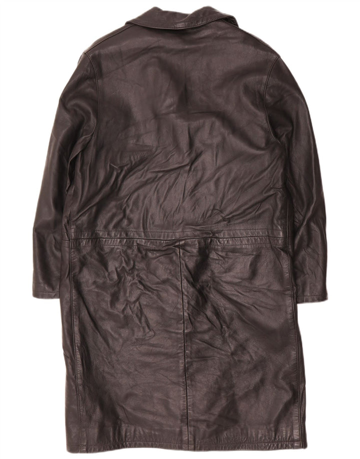 Cappotto in pelle vintage da donna UK 14 grande nero