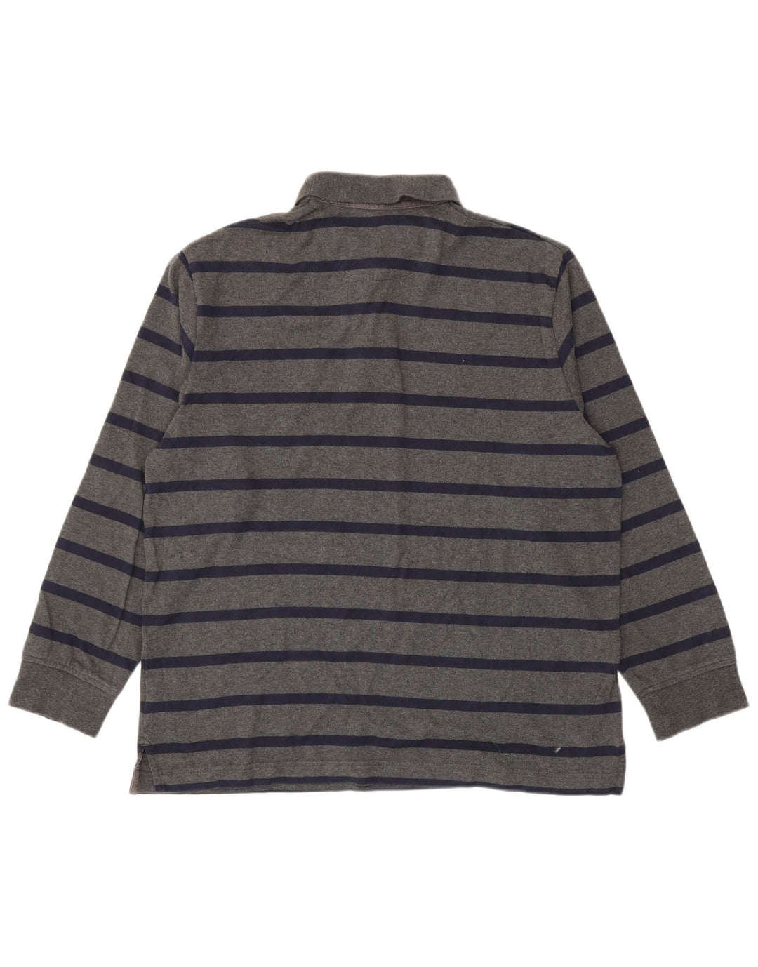 Polo da uomo a maniche lunghe Marks & Spencer grande in cotone a righe grigie
