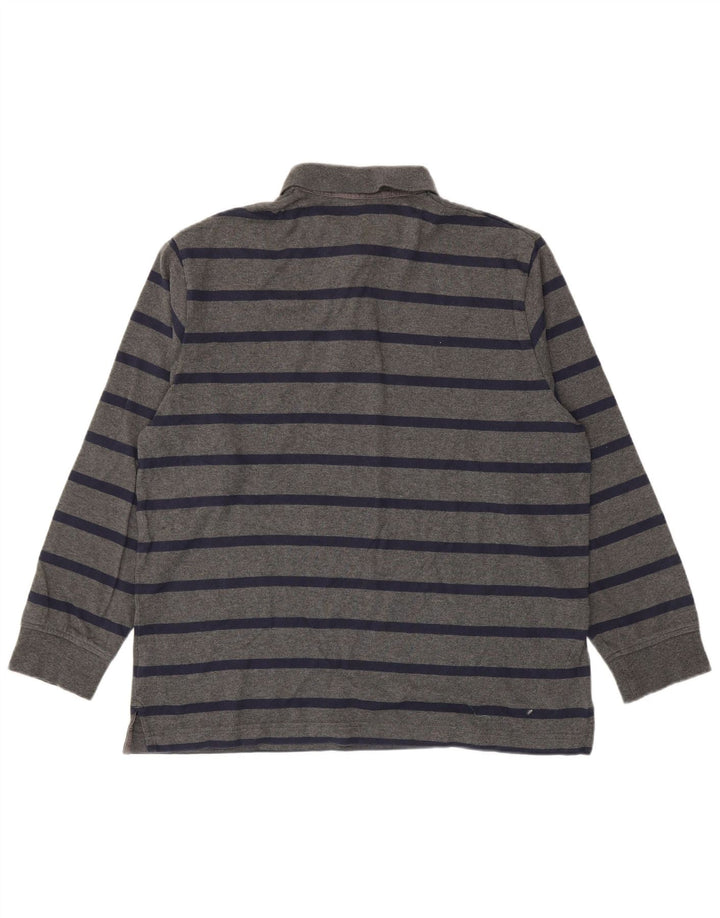 Polo da uomo a maniche lunghe Marks & Spencer grande in cotone a righe grigie