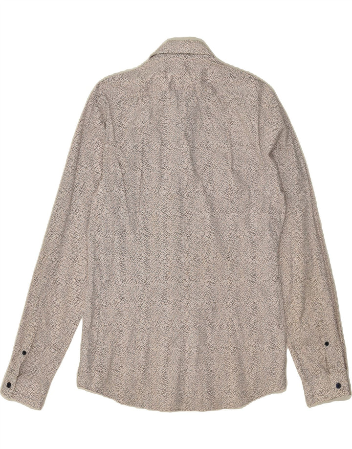 JULES Mens Extra Slim Fit Shirt Large Grey Spotted Cotton Vintage Jules and Second-Hand Jules from Messina Hembry 