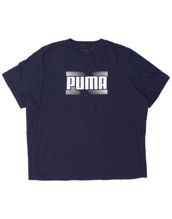 T-shirt grafica da uomo Puma Top 2XL cotone blu navy