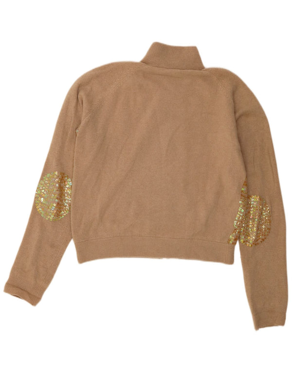 Maglione cardigan con zip intera da donna Liu Jo UK 14 Beige medio screziato