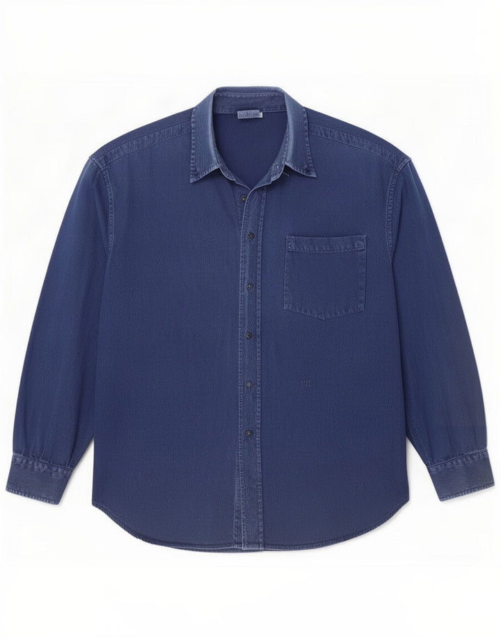 Camicia Versace Uomo Large in cotone blu navy