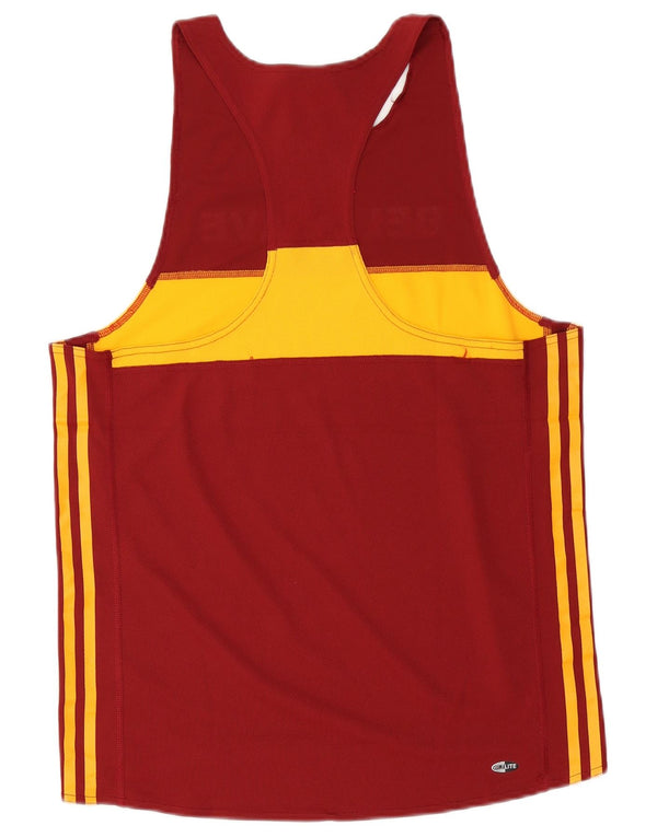 Canotta grafica Adidas Climalite da uomo UK 40/42 Medium Maroon Colourblock