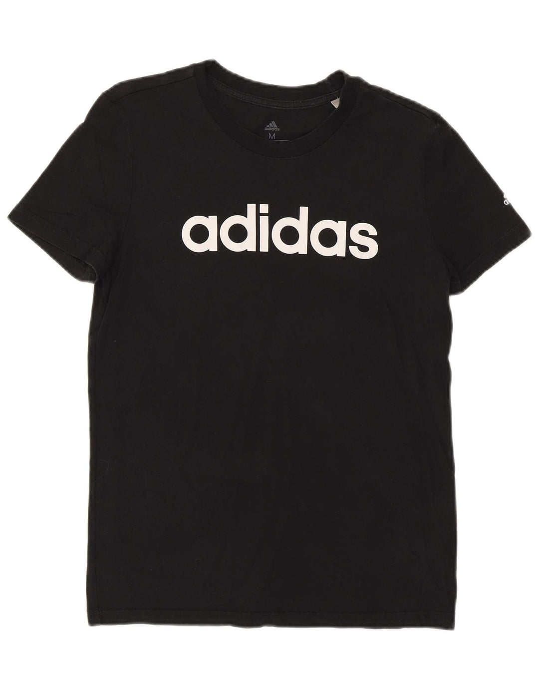 T-shirt grafica da donna ADIDAS Top UK 12/14 cotone nero medio
