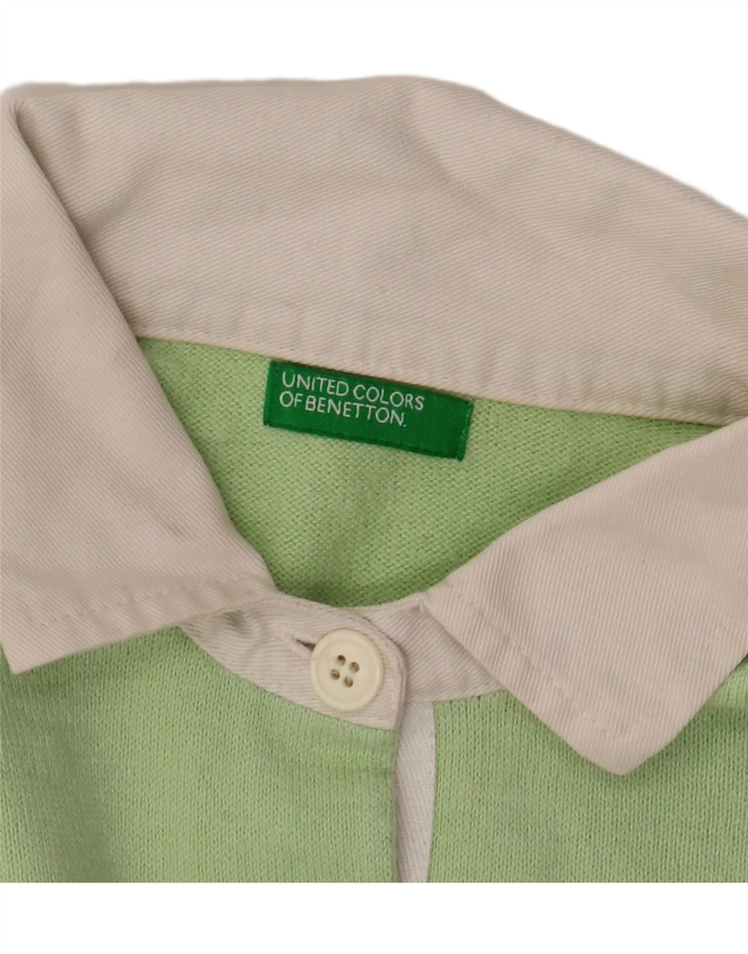 Polo da donna BENETTON UK 16 Large verde in cotone color block