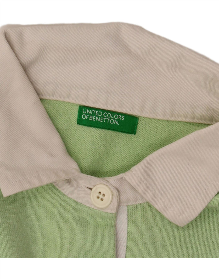 Polo da donna BENETTON UK 16 Large verde in cotone color block