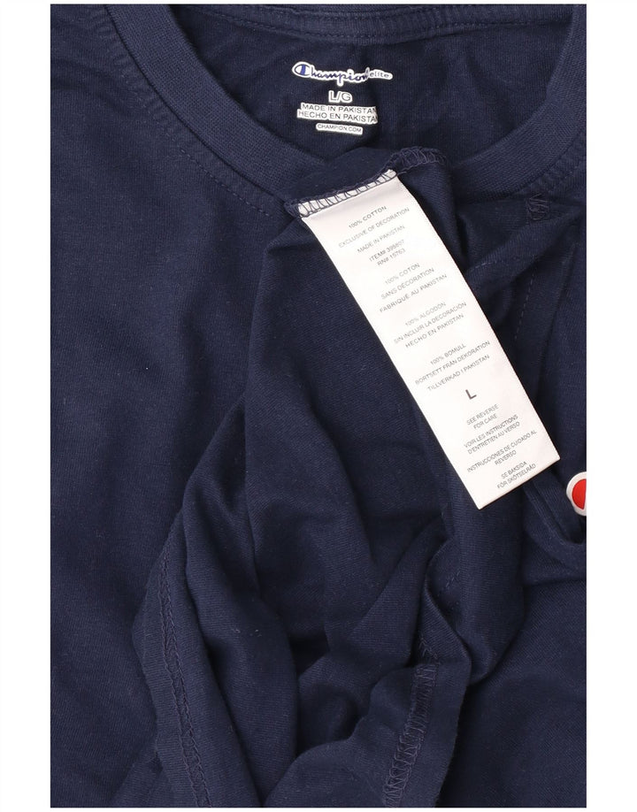Top da uomo Champion a maniche lunghe, grande, in cotone blu navy