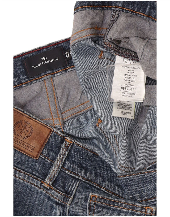 Jeans dritti da uomo Marks & Spencer Blue Harbour W40 L33 cotone blu