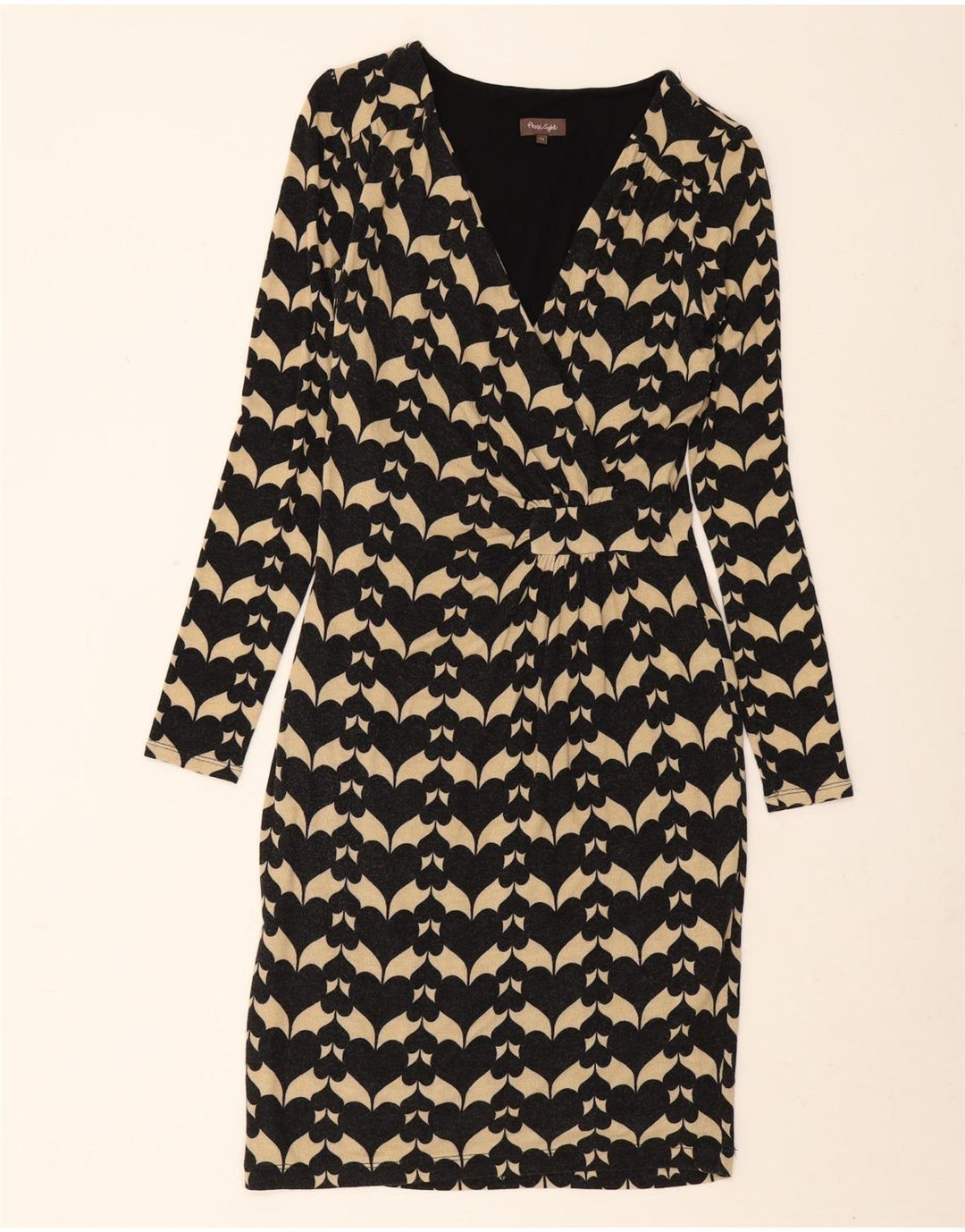Abito tubino a maniche lunghe da donna Phase Eight UK 12 Medio Nero geometrico