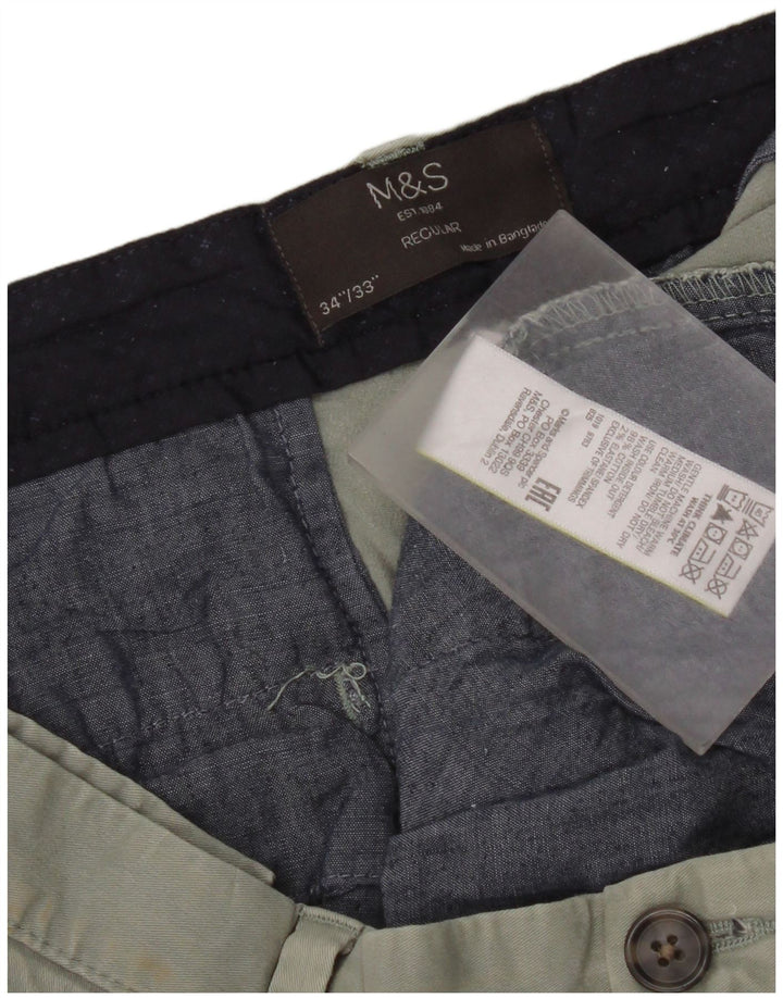 Pantaloni chino regolari da donna Marks & Spencer W34 L33 cotone verde