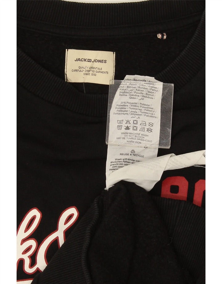 Jack & Jones Felpa grafica da uomo Maglione grande cotone nero