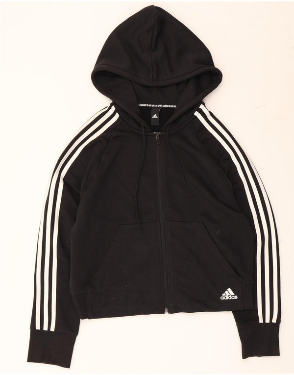 Maglione con cappuccio e zip corta Adidas da donna UK 14 medio nero