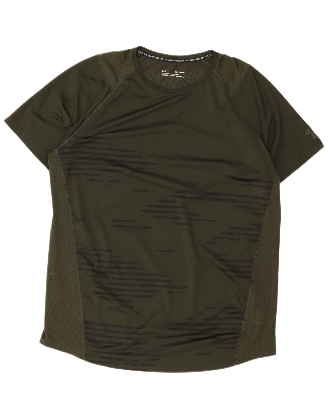T-shirt aderente da uomo Under Armour Top XL poliestere a righe verdi