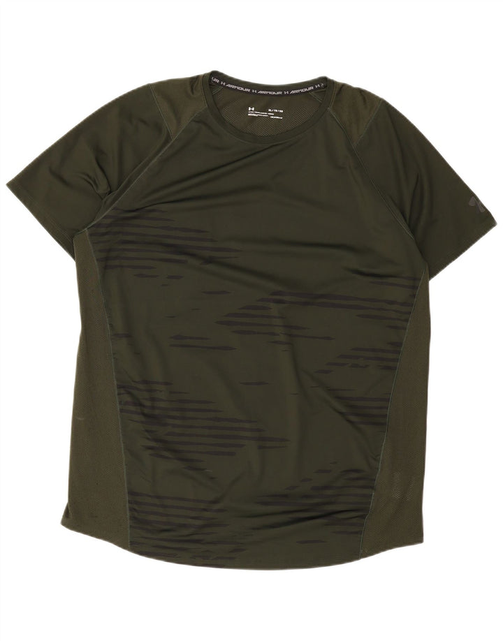 T-shirt aderente da uomo Under Armour Top XL poliestere a righe verdi