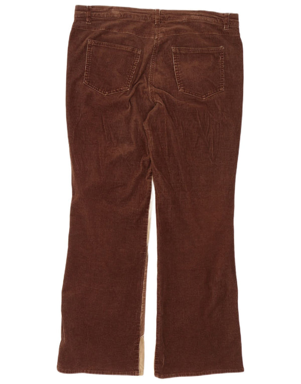 Pantaloni vintage da donna in velluto a coste bootcut UK 18 XL W38 L30 Blocco colore marrone