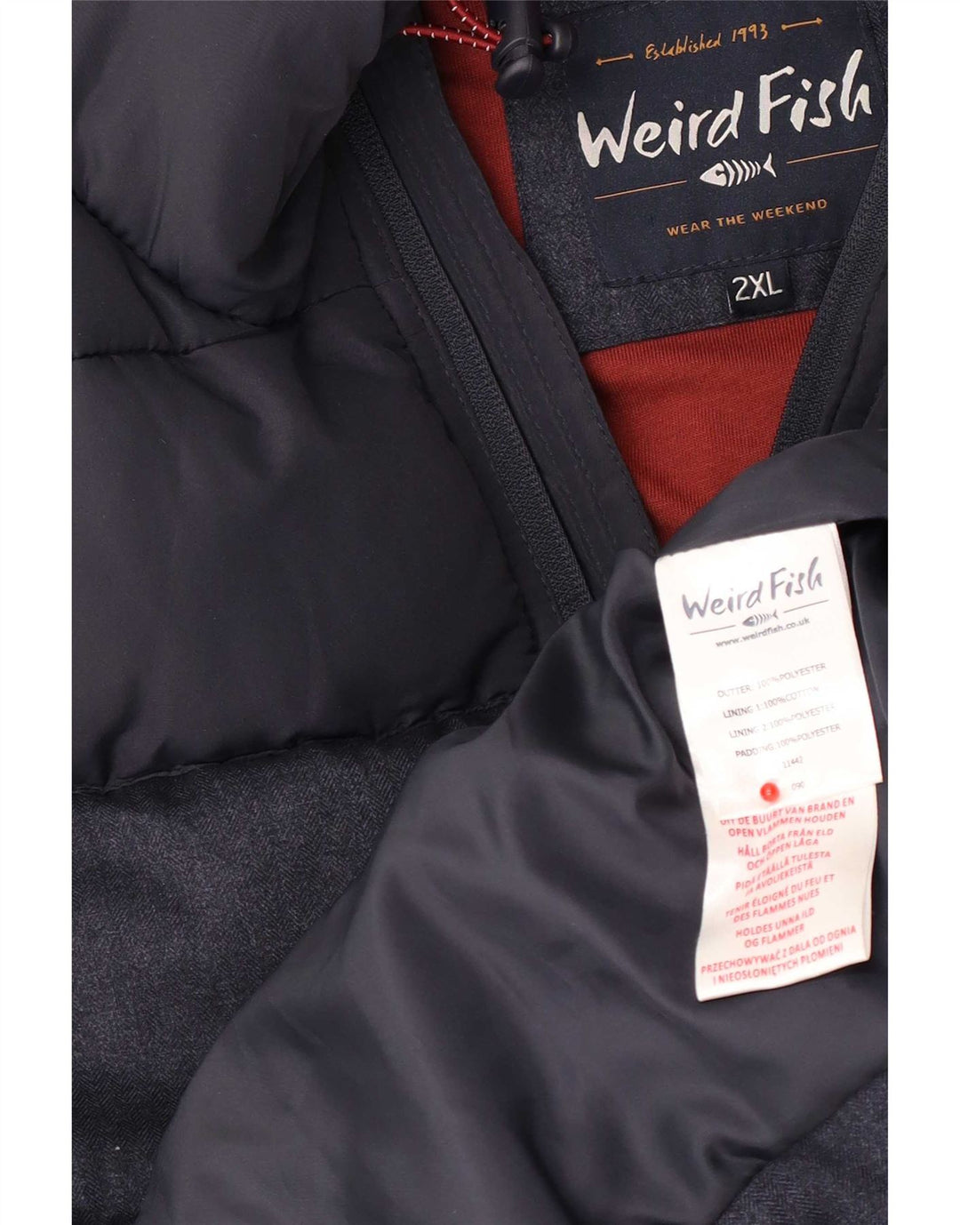 Giacca imbottita con cappuccio da uomo Weird Fish UK 44 2XL poliestere blu navy