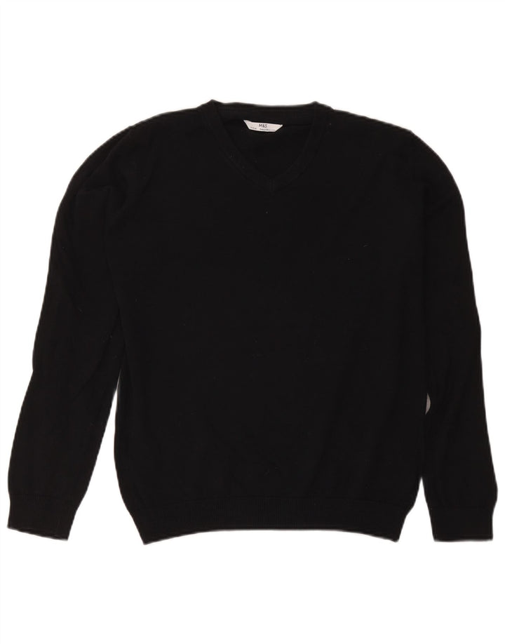 Maglione Marks & Spencer da bambino con scollo a V 13-14 anni in cotone nero