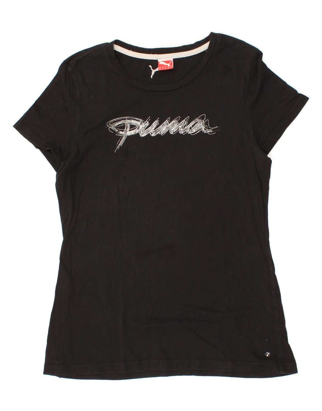 PUMA Womens Graphic T-Shirt Top UK 14 Medium Black Cotton Vintage Puma and Second-Hand Puma from Messina Hembry 