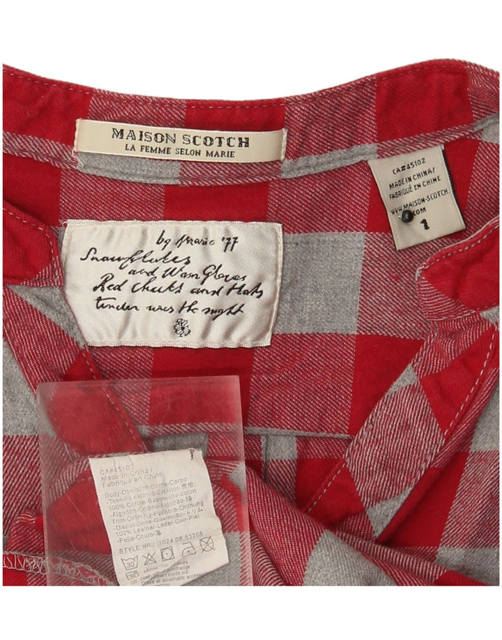 MAISON SCOTCH Camicia pullover da donna UK 12 Cotone a quadri rosso medio
