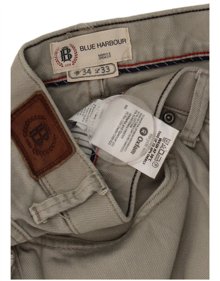 Jeans dritti Marks & Spencer da uomo blu Harbour W34 L33 cotone grigio