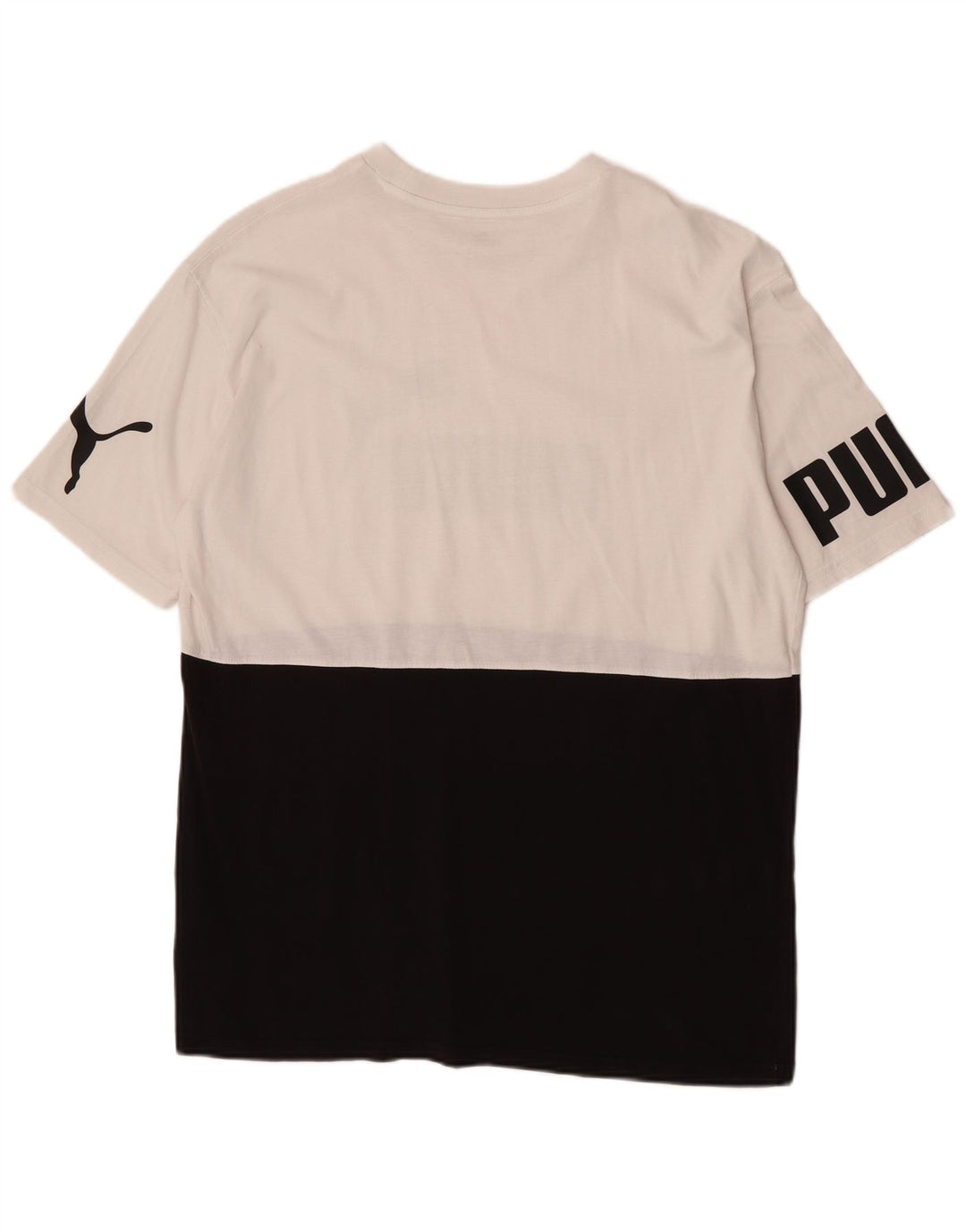 T-shirt grafica da uomo Puma Top in cotone color block medio nero