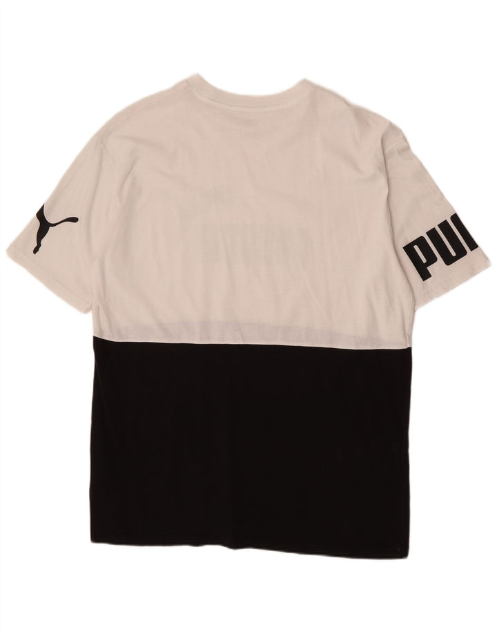 T-shirt grafica da uomo Puma Top in cotone color block medio nero
