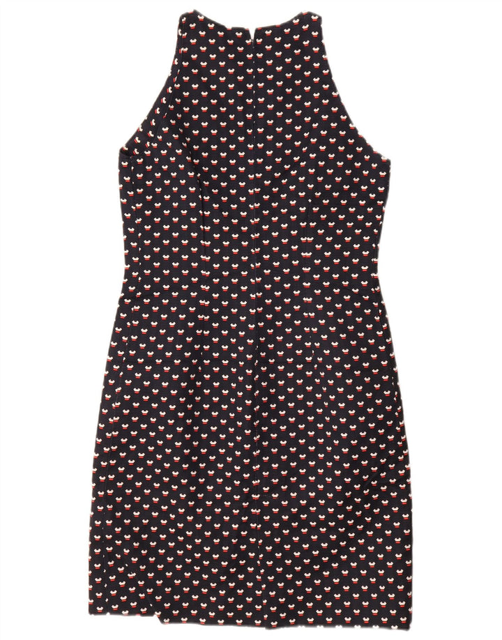 Set da donna VINTAGE a 3 bottoni e 2 pezzi UK 12 medio blu navy maculato