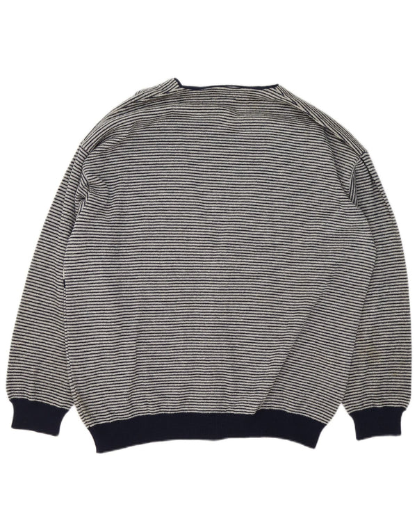 Maglione Cardigan Uomo Umberto Severi Lana Grande a Righe Grigie