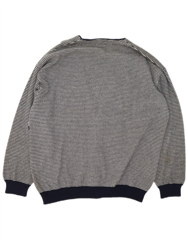 Maglione Cardigan Uomo Umberto Severi Lana Grande a Righe Grigie