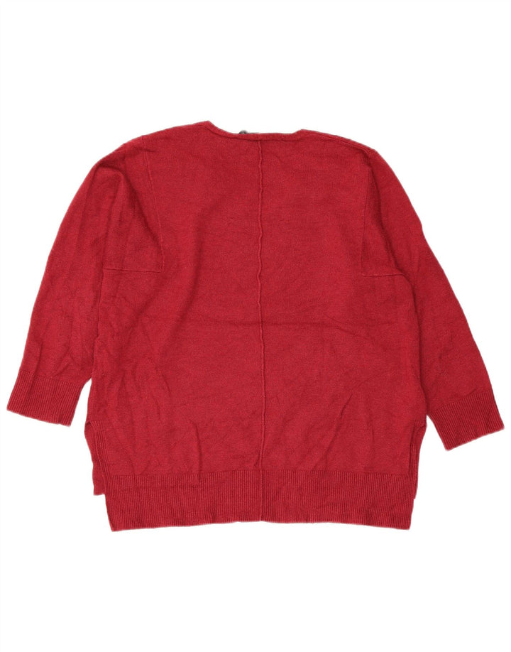 FRENCH CONNECTION Maglione da donna con scollo a V UK 10 Piccolo Borgogna