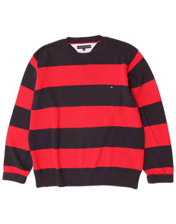 Maglione maglione girocollo da uomo Tommy Hilfiger 2XL cotone a righe rosse