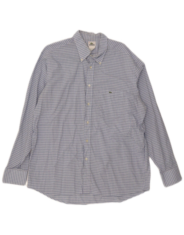 Lacoste Mens Shirt Size 46 2XL Blue Gingham Cotton