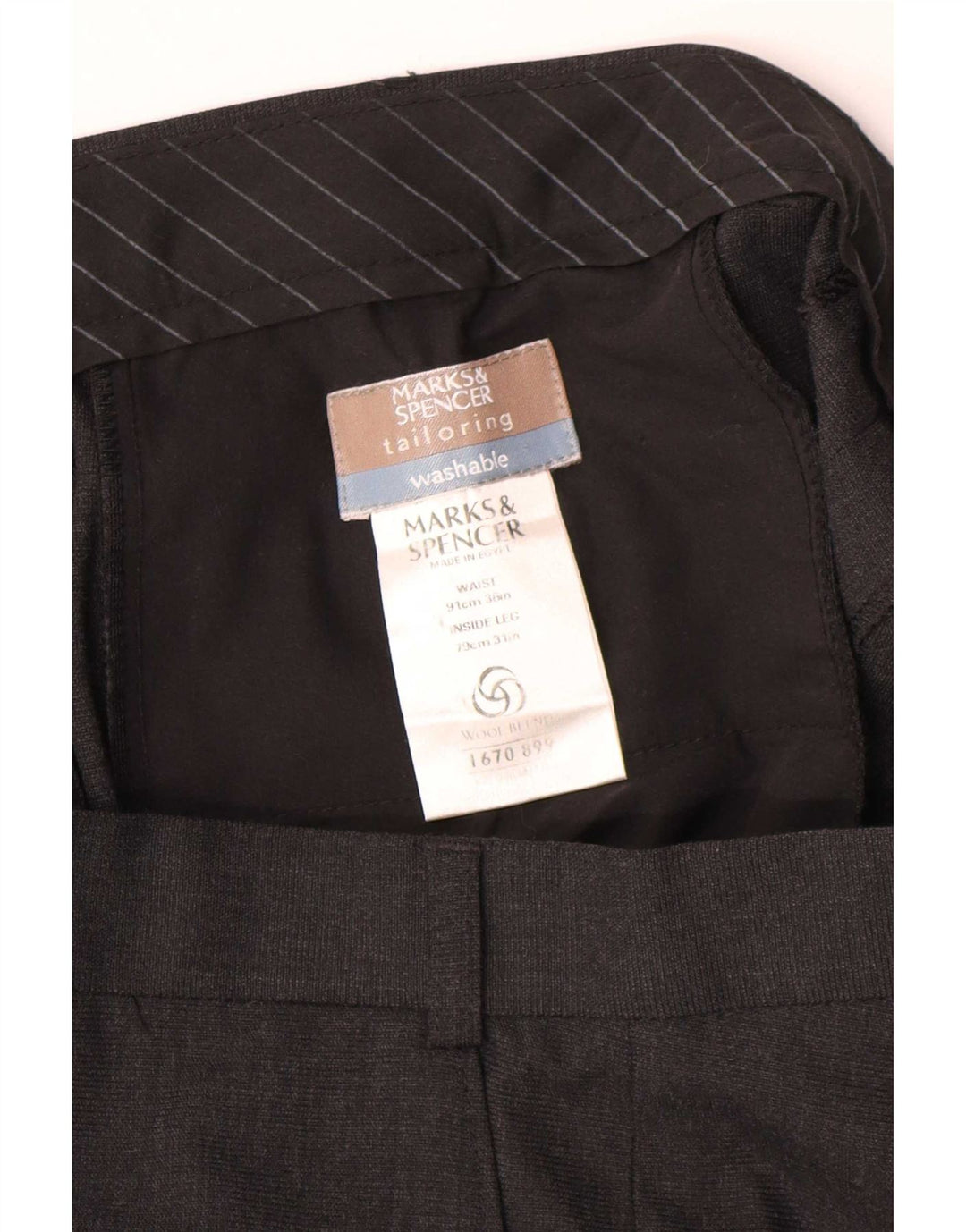 Pantaloni chino dritti su misura da uomo Marks & Spencer W36 L27 neri