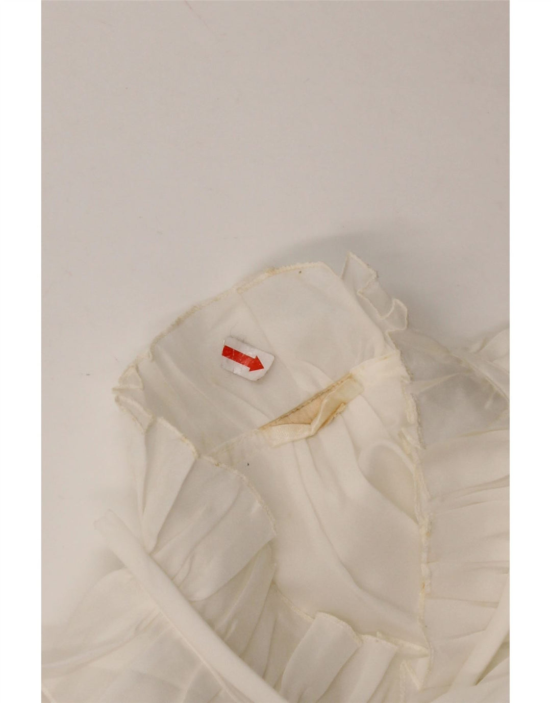 Camicetta da donna con volant sul davanti VINTAGE UK 16 grande bianca