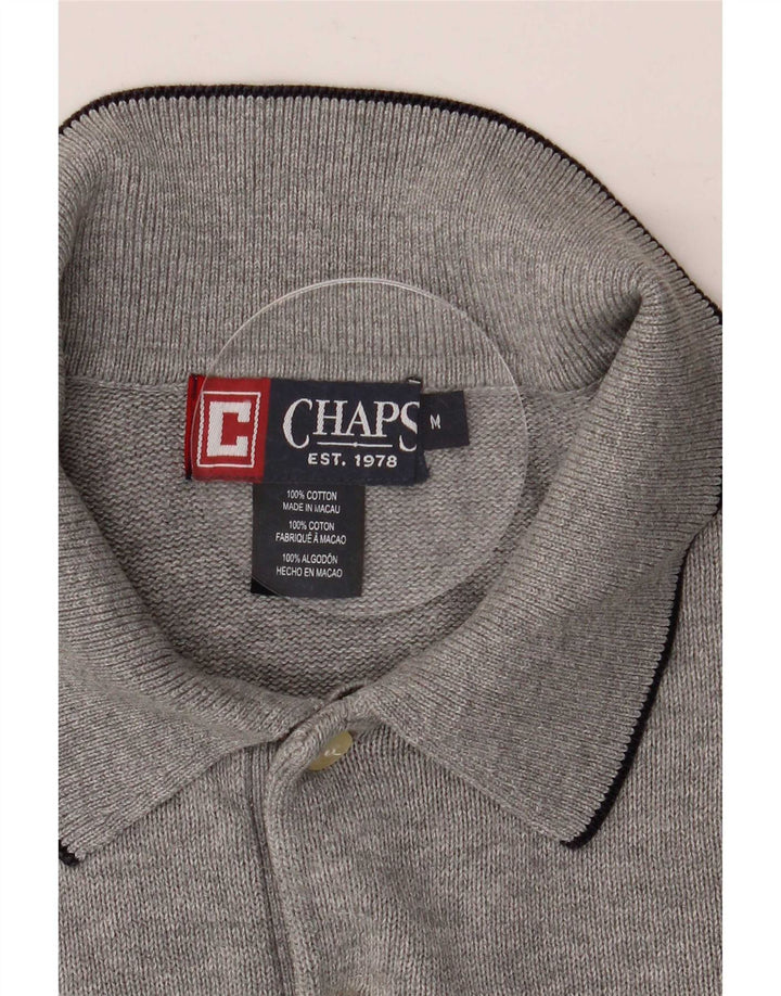 Maglione da uomo con collo alto Chaps in cotone grigio medio
