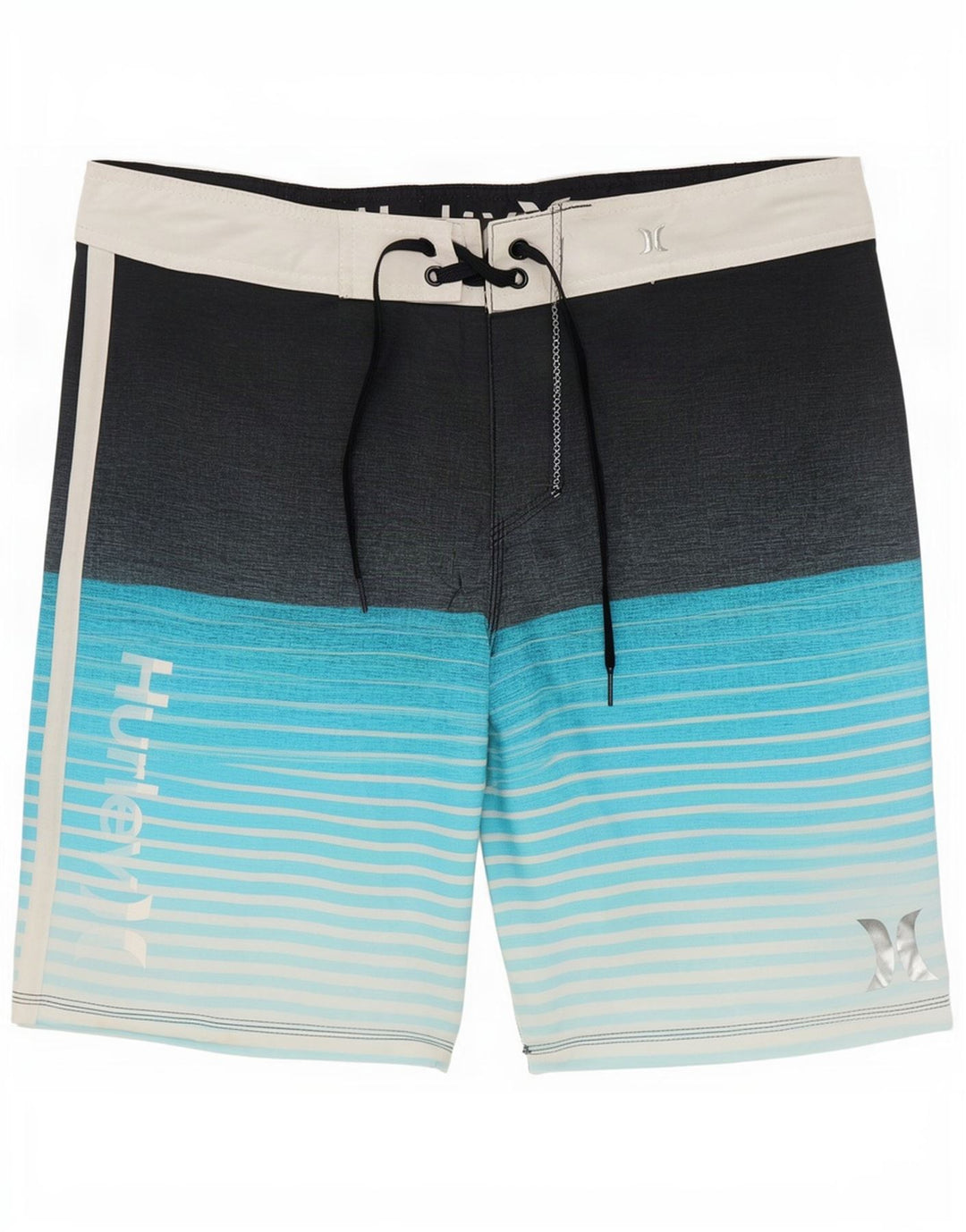 Pantaloncini da bagno grafici da uomo Hurley in poliestere a righe blu medio