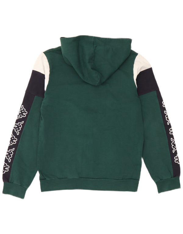 Felpa con cappuccio grafica Kappa da bambino 15-16 anni in cotone color block verde