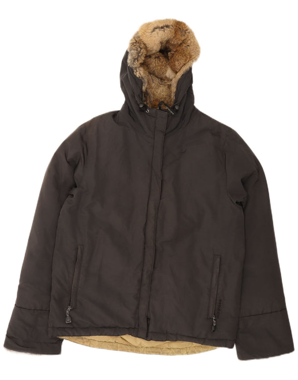 Giacca imbottita con cappuccio da donna Woolrich UK 14 nylon nero medio