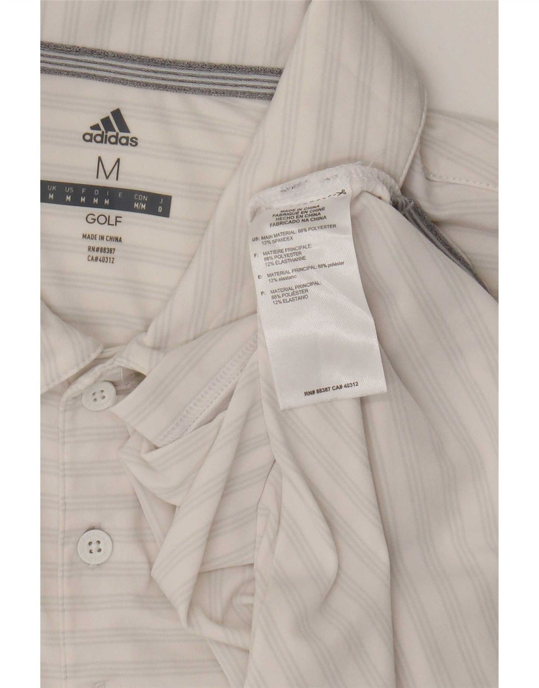 Polo da golf da uomo Adidas in poliestere a righe bianche medie