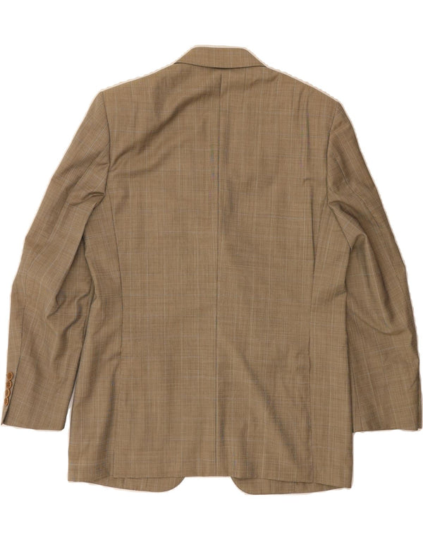 CANALI Mens 3 Button Blazer Jacket UK 38 Medium Brown Check