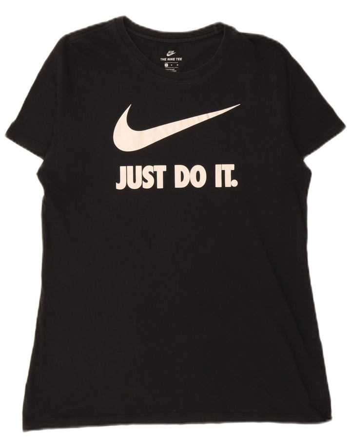 T-shirt grafica Nike da donna con taglio atletico, taglia UK 14, media, nera