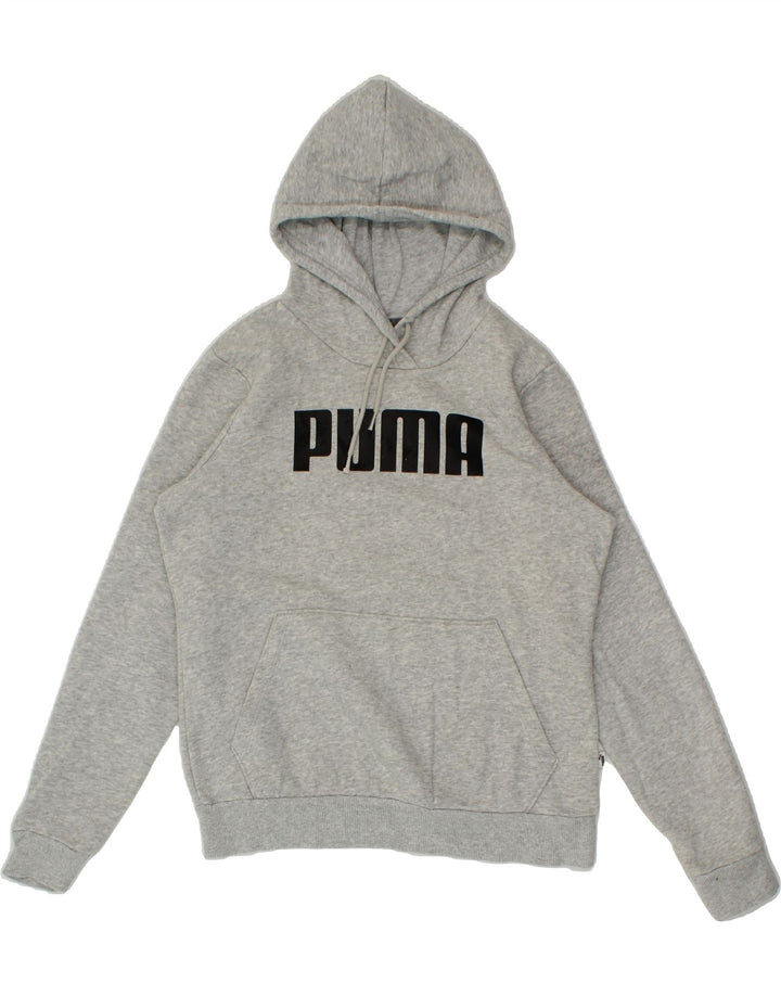 PUMA Womens Graphic Hoodie Jumper UK 12 Medium Grey Polyester Vintage Puma and Second-Hand Puma from Messina Hembry 