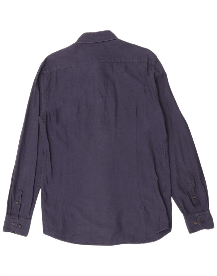Camicia da uomo Massimo Dutti in cotone blu navy medio