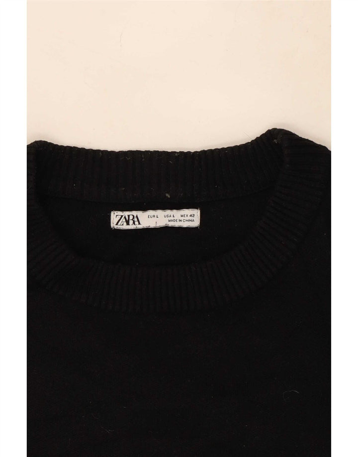 Maglione Zara da uomo girocollo grande in viscosa nera