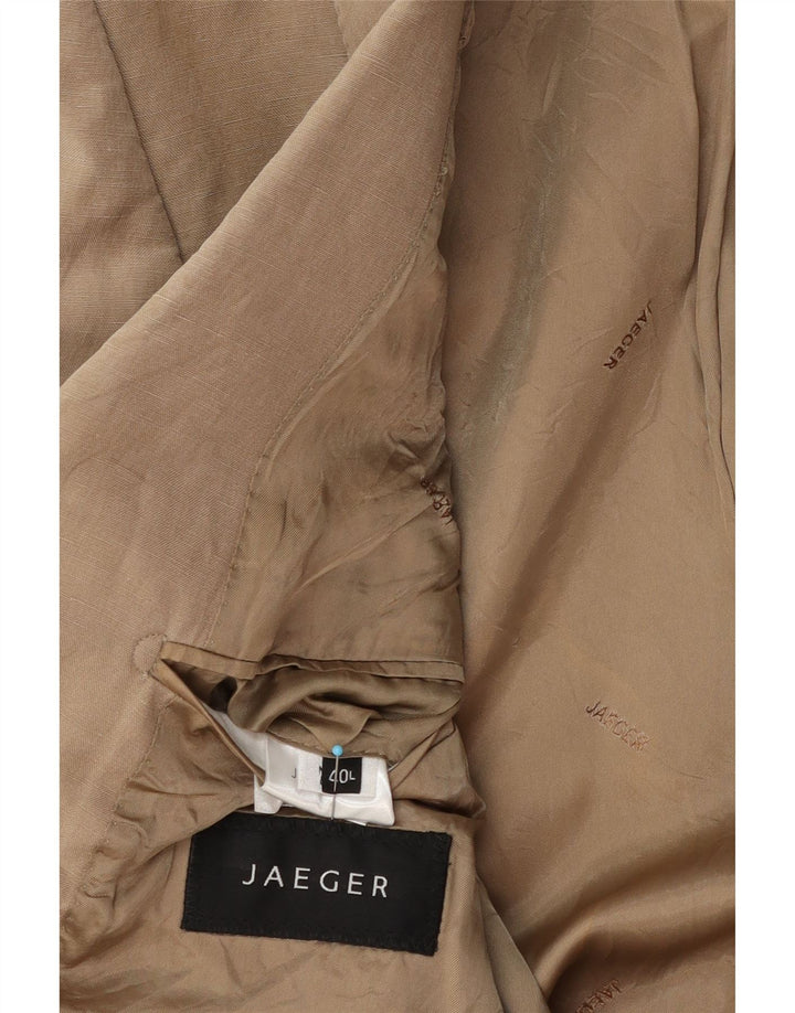 Giacca blazer da uomo a 2 bottoni Jaeger UK 40 grande seta beige