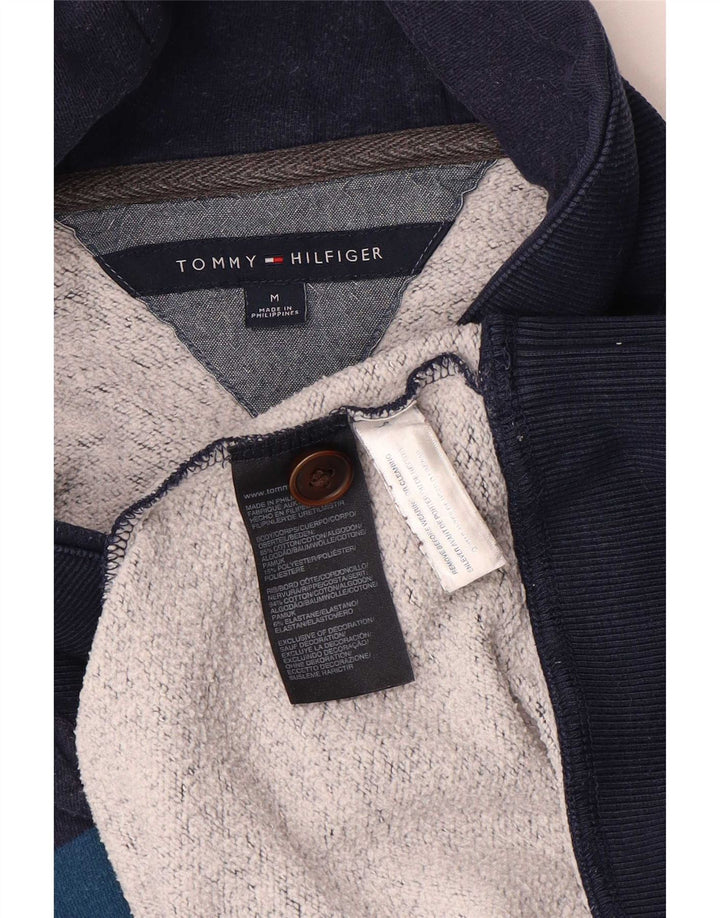 Tommy Hilfiger Uomo Felpa Maglione Medio Blu Navy Colourblock