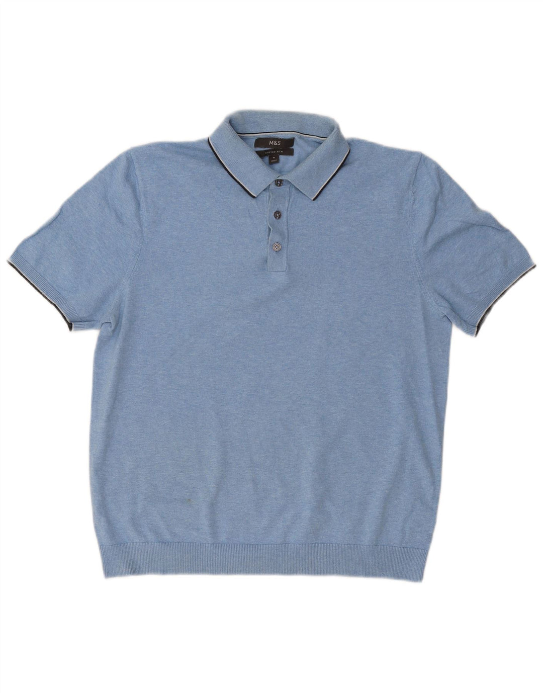 Maglione da uomo a maniche corte con collo a polo Marks & Spencer blu medio